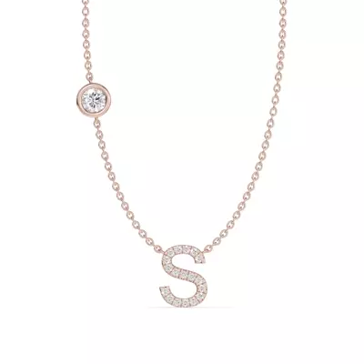 Bezel Lab Diamond Pavé Initial Necklace - S