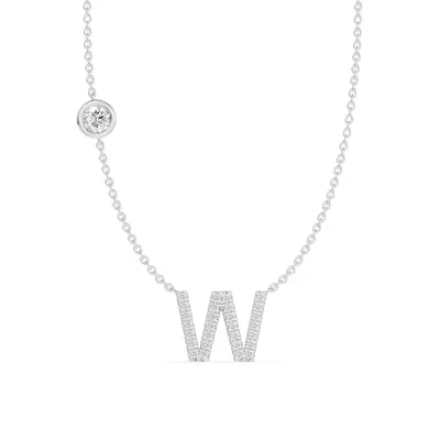 Bezel Lab Diamond Pavé Initial Necklace - W