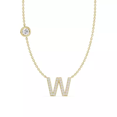 Bezel Lab Diamond Pavé Initial Necklace - W