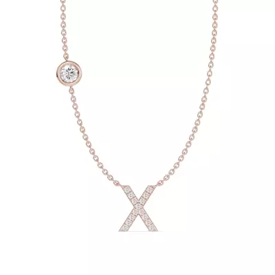 Bezel Lab Diamond Pavé Initial Necklace - X