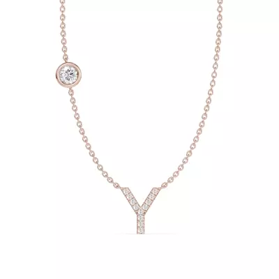 Bezel Lab Diamond Pavé Initial Necklace - Y