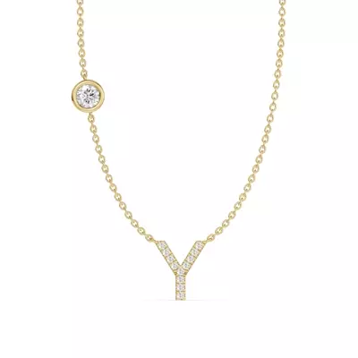 Bezel Lab Diamond Pavé Initial Necklace - Y