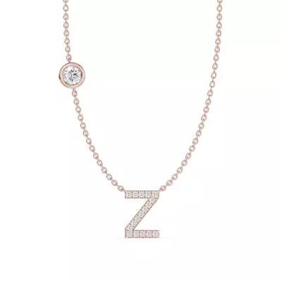 Bezel Diamond Pavé Initial Necklace - Z