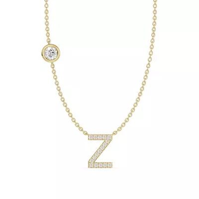Bezel Lab Diamond Pavé Initial Necklace - Z