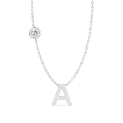 Bezel Diamond Gold Initial Necklace - A