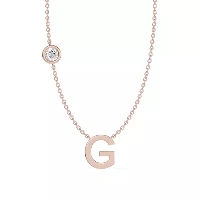 Bezel Diamond Gold Initial Necklace - G