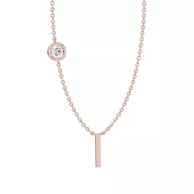 Bezel Lab Diamond Gold Initial Necklace - I