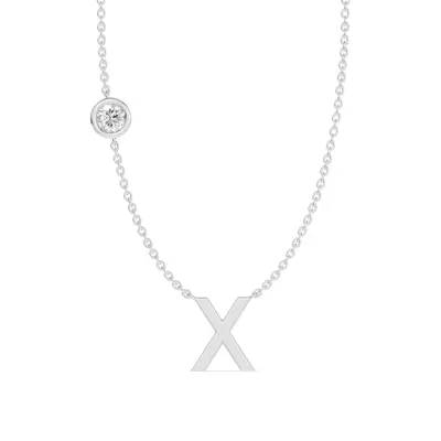 Bezel Lab Diamond Gold Initial Necklace - X