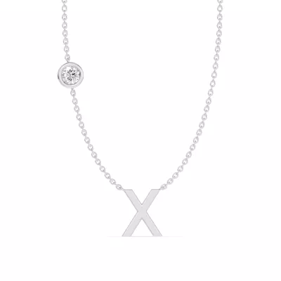 Bezel Lab Diamond Gold Initial Necklace - X
