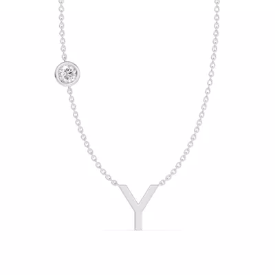 Bezel Diamond Gold Initial Necklace - Y