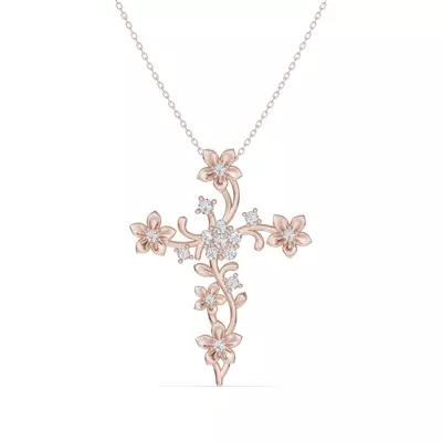 Blossom Cross Lab Diamond Pendant