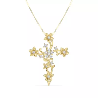 Blossom Cross Diamond Pendant