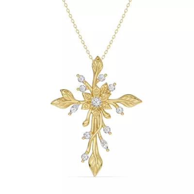 Flora Cross Diamond Pendant