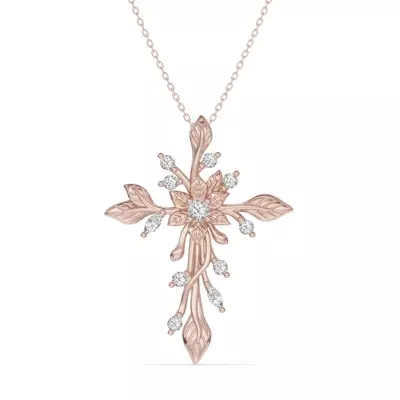 Flora Cross Lab Diamond Pendant