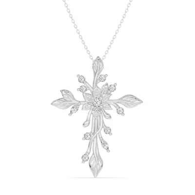 Flora Cross Diamond Pendant