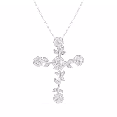 Garden Rose Cross Lab Diamond Pendant
