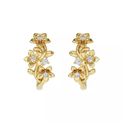 Blossom Diamond Floral Hoop Earrings