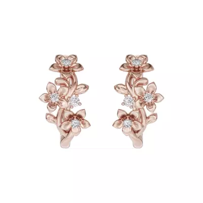 Blossom Diamond Floral Hoop Earrings