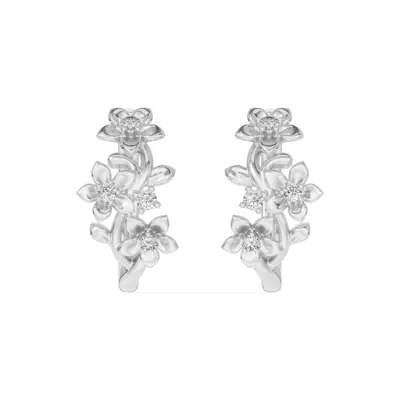 Blossom Diamond Floral Hoop Earrings