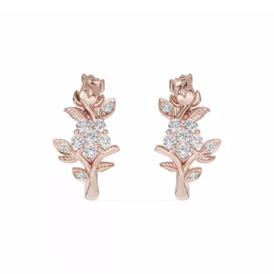 Rose Bud Diamond Hoop Earrings