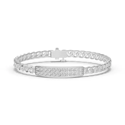 Pavé Cuban Link Panel Lab Diamond Bracelet