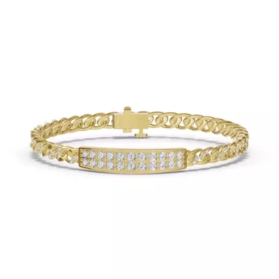 Pavé Cuban Link Panel Lab Diamond Bracelet
