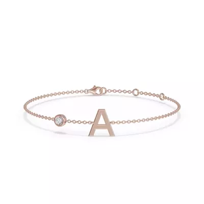 Bezel Lab Diamond Pavé Initial Bracelet - A