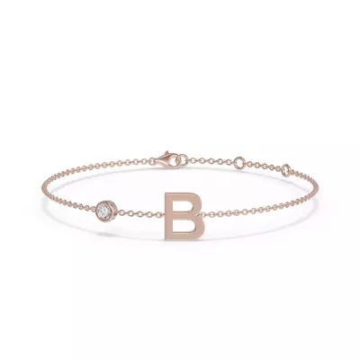 Bezel Lab Diamond Pavé Initial Bracelet - B