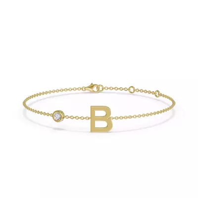 Bezel Lab Diamond Pavé Initial Bracelet - B