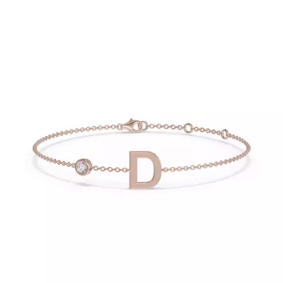 Bezel Lab Diamond Pavé Initial Bracelet - D