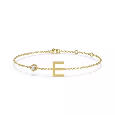 Bezel Lab Diamond Pavé Initial Bracelet - E