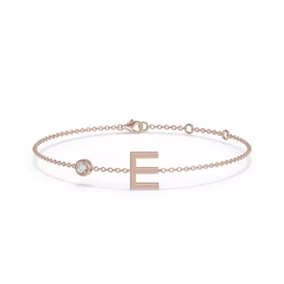 Bezel Diamond Pavé Initial Bracelet - E
