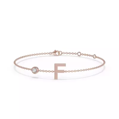 Bezel Diamond Pavé Initial Bracelet - F