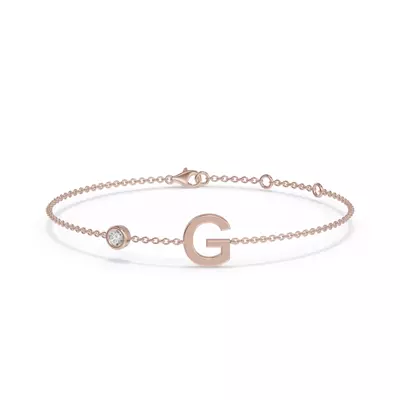 Bezel Diamond Pavé Initial Bracelet - G