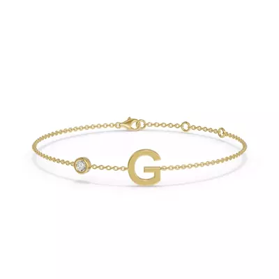 Bezel Diamond Pavé Initial Bracelet - G