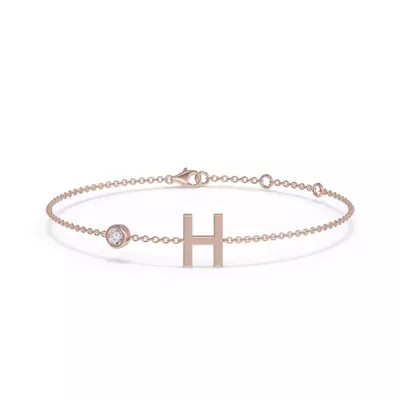 Bezel Lab Diamond Pavé Initial Bracelet - H