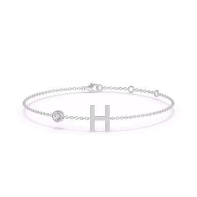 Bezel Lab Diamond Pavé Initial Bracelet - H