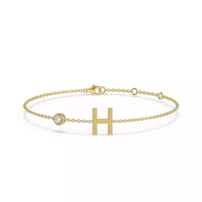 Bezel Lab Diamond Pavé Initial Bracelet - H
