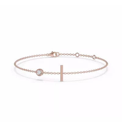 Bezel Diamond Pavé Initial Bracelet - I