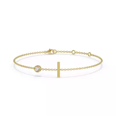 Bezel Diamond Pavé Initial Bracelet - I