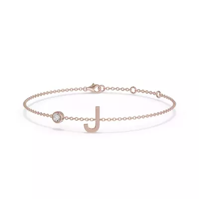 Bezel Diamond Pavé Initial Bracelet - J