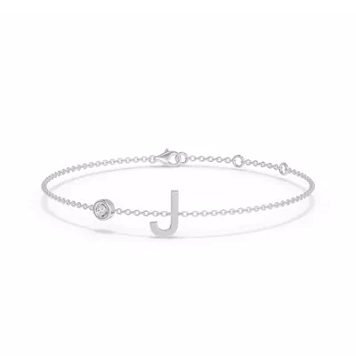 Bezel Lab Diamond Pavé Initial Bracelet - J