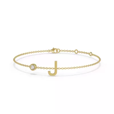 Bezel Diamond Pavé Initial Bracelet - J