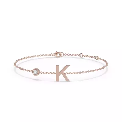 Bezel Diamond Pavé Initial Bracelet - K