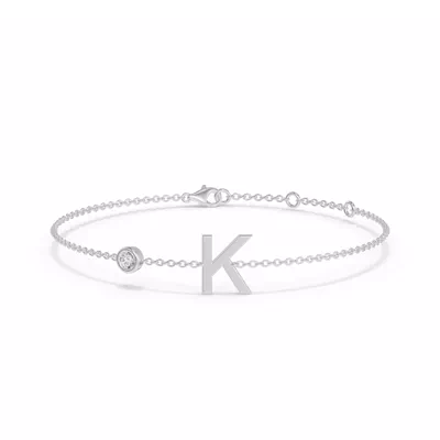 Bezel Lab Diamond Pavé Initial Bracelet - K