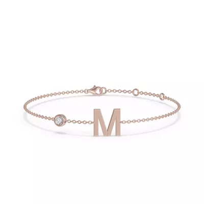 Bezel Lab Diamond Pavé Initial Bracelet - M