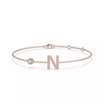 Bezel Lab Diamond Pavé Initial Bracelet - N