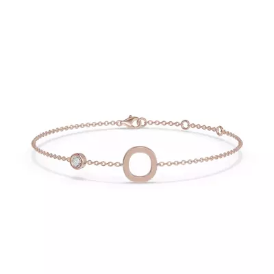 Bezel Diamond Pavé Initial Bracelet - O