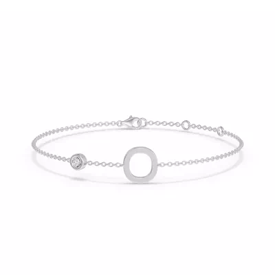 Bezel Lab Diamond Pavé Initial Bracelet - O