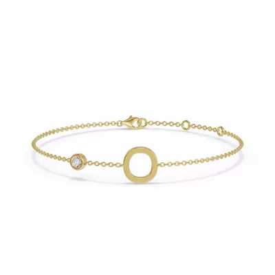 Bezel Lab Diamond Pavé Initial Bracelet - O